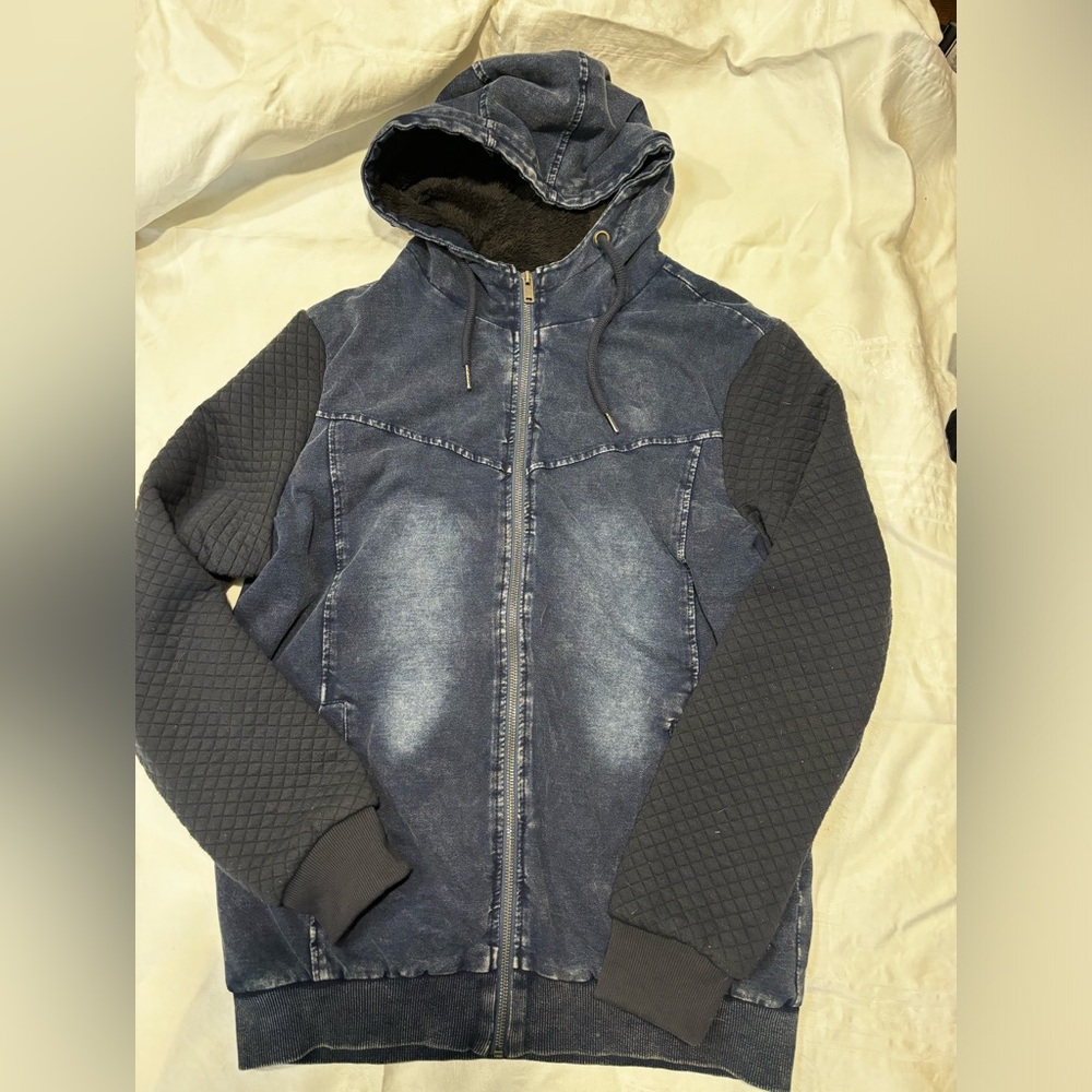 Oxygen Size Medium denim mix jacket with hood